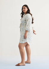 A Model Wearing Off White Handwoven Cotton The Marine Cotton Off-White Short Dress, curated by Only Ethikal